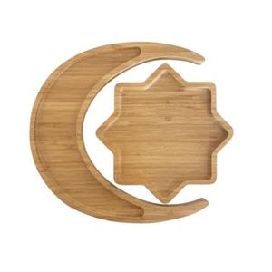 Plateau de service élégant en bois d'acacia artisanal en métal fait à la main plats et bols en bois multi-imprimés pour servir - Product Image 2