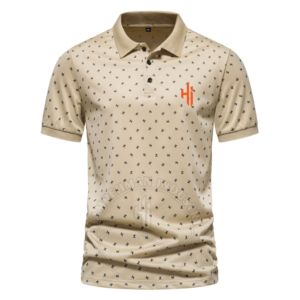Camisa de Golf con Botones en el Cuello, Corte Regular Informal, Camisa con Estampado Completo, Manga Corta, Polos para Hombre - Product Image 5