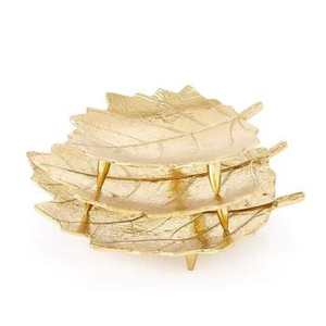 ชามสลัดผลไม้ดีไซน์รูปใบไม้สำหรับเสิร์ฟ,สลักเกลียวทำมือพร้อมผิวสีทองหรูหรา - Product Image 6