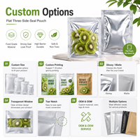 Sachet en aluminium à trois soudures personnalisé pour emballage alimentaire, pochette plate pour café en poudre, thé, snacks