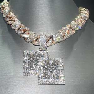 Colgante de plata 925 con nombre de letra personalizado, joyería redonda de moissanita con diamantes de hip hop, collar con nombre helado, regalo de cumpleaños - Product Image 5