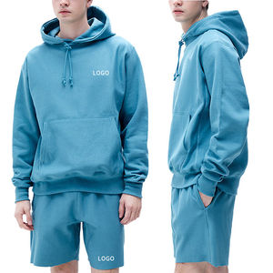 Venta al por mayor Premium Sweat Suits Sets Heavyweight Men's Fleece Hoodie Sweat Suits Conjuntos cortos - Product Image 5