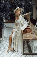 Groothandel Designer Hoge Kwaliteit Boho Wrap Jurk Maxi Mouw Wrap Lange Kimono Jurk Biologisch Katoen Jurk Voor Dames Items