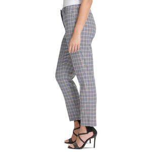 Pantaloni DKNY da donna a vita media, modello Essex, fantasia pied-de-poule, blu, a gamba dritta, anti-piega, traspiranti, taglia XL - Product Image 3