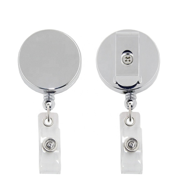 Metal Strong Heavy Duty Retractable ID Badge Reels with Spring Clip, in Gold Metallic Colors