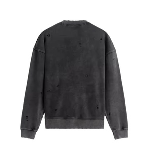 Nouvelle Mode Boxy Fit Vintage Pull Sweatshirts 400Gsm French Terry Crewneck Distressed Sweatshirt Acid Wash streetwear unisexe - Product Image 4