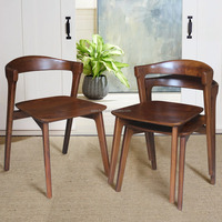Silla de comedor de madera de teca maciza de estilo escandinavo, silla de café para uso doméstico en la cocina, Color marrón