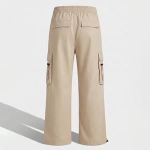 Pantalon cargo décontracté pour homme, coupe ample, écoresponsable, en coton BCI extensible, avec cordon de serrage, logo personnalisé, taille à étiquette privée - Product Image 2