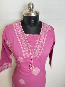 Womens Cotton Printed Kurta with Dupatta & Pants Set <b>Pink</b> - Product Image 5