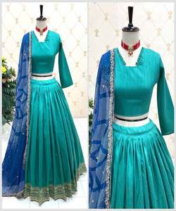 Exclusivo trabajo de secuencia de bordado de seda de rayón banarasi lehenga choli con dupatta mejor precio Ropa Étnica mujeres indias tienda de ropa - Product Image 4