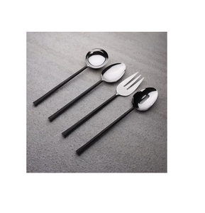 Ensemble de couverts en métal noir couverts fourchette cuillère avec long manche en acier miroir pour cuisine café et fête/dîner - Product Image 6