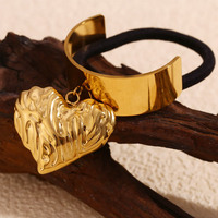 Venta al por mayor de acero inoxidable brazalete envoltura corazón encanto Cola de Caballo lazos para el cabello para las mujeres