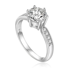 S925 <b>Silver</b> Fine <b>Rings</b> CVD Lab Grown Diamond <b>Solitaire</b> <b>Ring</b> Classic Round Brilliant cut CVD Diamond Engagement <b>Ring</b> - Product Image 2