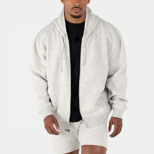 Sweat à capuche zippé intégral pour homme, coupe décontractée, personnalisable, hiver, épais, en coton et polyester, respirant, écologique - Product Image 6