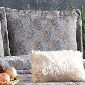 Guzide CAPRICE Modern 4-Piece Grey 100% Chenille Striped Yarn Dyed Woven Bedspread Set King Size Home Use <b>Bed</b> <b>Cover</b> From Turkey - Product Image 3