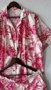 Ensemble de pyjama court d'été pour femmes bloc de main imprimé coton vêtements de nuit doux avec caractéristique thermique fait à la main pour elle - Product Image 2