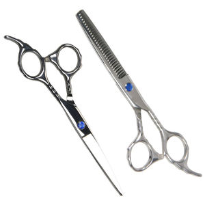 Juego de tijeras profesionales para el cuidado de mascotas de 7,5 pulgadas, tijeras curvas rectas, tijeras de tiburón, Kit plateado - Product Image 2