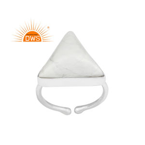 Latest Design Fine Sterling Silver Natural Howlite Gemstone <b>Adjustable</b> <b>Ring</b> Jewelry Manufacturer - Product Image 1