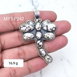 Colgante de Plata de Ley 925 con Gema de Jaspe Caballo Salvaje en Forma de Pera, Precio al por Mayor, Joyería de Plata - Product Image 1