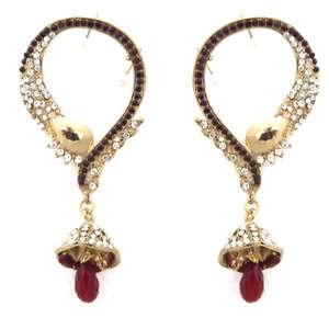 Kriaa Maroon Austrian Crystal Drop Ear Cuff 1300520-Pendientes de cristal elegantes - Product Image 1