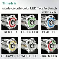 Interrupteur à bouton-poussoir rond étanche en acier inoxydable de 16 mm, à verrouillage marche/arrêt sans LED