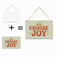 Décoration murale en bois « Choisissez la joie » 30x20cm, paysage, panneau MDF, corde de jute, style rétro vintage, typographie motivante, décoration intérieure