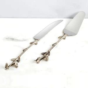 Juego de Herramientas de cocina con mango de diseño de rama de Portugal, utensilios de plata para queso, rebanador de queso y espátula - Product Image 1