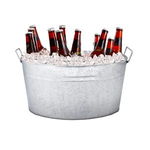 Enfriador de vino ovalado de acero inoxidable martillado, cubo de hielo con asa portátil para celebraciones de bodas al aire libre - Product Image 4