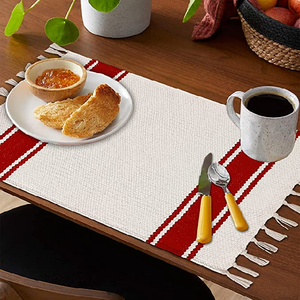 Elegant Luxury 100% <b>Organic</b> Cotton GOTS Certificate Washable Waterproof Rectangle Table Cloth Mat in Stock Mould Proof Placemats - Product Image 4