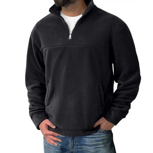Sweat-shirt à capuche sport pour homme, collection automne-hiver, grande taille, décontracté, pull-over, demi-zip, motif à pois, col rond, en polaire tricotée - Product Image 4