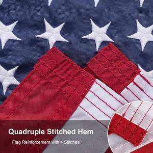 Drapeau américain 12x18 pouces, fabriqué aux États-Unis, brodé, 50 étoiles, fanion nautique, petit bateau, polyester, 2 attaches en laiton robustes - Product Image 3