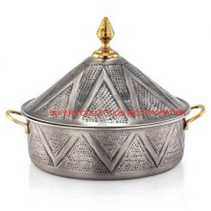 Ensemble de casseroles en métal gaufré de luxe faites à la main au design arabe marmite ronde fabriquée en Inde - Product Image 1