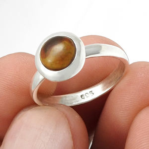 925แหวนพลอยโอปอลทรงกลมสีดำธรรมชาติเงินสเตอร์ลิงเครื่องประดับแฟชั่นชุดฝาแหวนเวอร์เมอร์ - Product Image 1