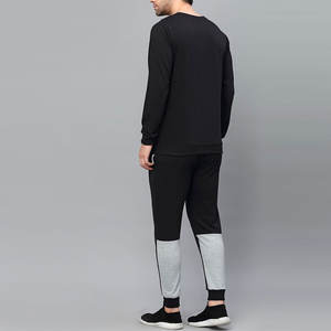 Survêtement pour homme avec logo privé, respirant, grande taille, élégant, pull sport, col rond, haut et bas, manches longues, 100% coton - Product Image 4