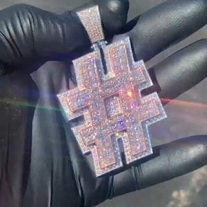 Pendentif diamant 925 Sterling pendentif Hip Hop de haute qualité Pendentif diamant en argent glacé personnalisé - Product Image 6