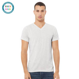 100% algodón de manga corta para hombre Pure Pima Jersey cuello en V camiseta azul real - Product Image 4