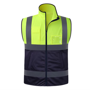 Hi Vis Workwear Chaleco DE TRABAJO transpirable de construcción de dos tonos con cremallera frontal multibolsillos Opciones de talla grande para uniformes de seguridad - Product Image 2