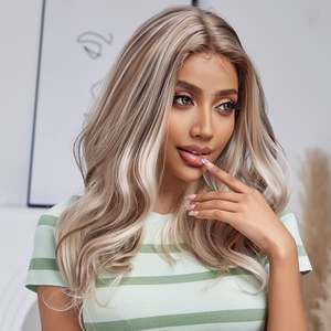 DWY 16 Inch Light White Mixed <b>Brown</b> Short Curly <b>Wig</b> with Transparent Lace Front for Women Model DWY-BL11026-1 - Product Image 3