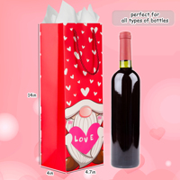 Bolsas de Regalo de Papel para Vino sin Marca para el Día de San Valentín, con Asas de Cuerda, Estampado de Corazón, Impresión Digital, Hechas en China, para Botellas de Champán