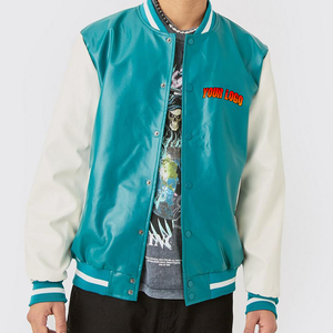 Chaquetas Bomber Varsity Personalizadas para Hombre con Cuello Alto y Logotipo Bordado Personalizado en la Parte Delantera - Product Image 1