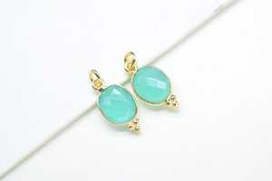 925 plata esterlina 8x10mm Natural Aqua Calcedonia Checker corte bisel ajuste doble bucle enlace encanto conectores hacer joyería - Product Image 2