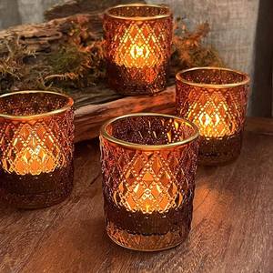 Lampe à thé en métal en forme de demi-lune revêtue de poudre dorée au look unique et chic - Product Image 6