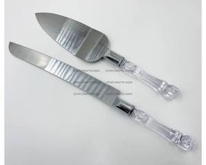 Juego de servidor de pastel de boda de acero inoxidable con mango de caballo de mar de aluminio Mango en espiral cuchillo y espátula herramientas para servir pasteles - Product Image 4