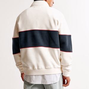 OEM personnalisé 100% coton 3d en relief 1/4 quart demi fermeture éclair pull pull polaire vintage surdimensionné col montant sweat hommes - Product Image 3
