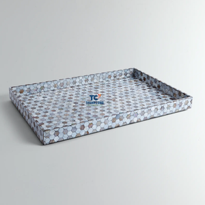 Handmade MDF Mother of Pearl Rectangular <b>Tray</b> Elegant Decorative Serving <b>Tray</b> with Natural Shell Inlay for Home & Hotel - Product Image 1