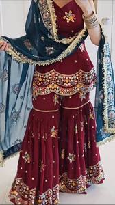 Nouveau Designer Modern Party Wear Sarara et Dupatta Set avec broderie lourde pour les mariages et la plage Top-Seller - Product Image 5