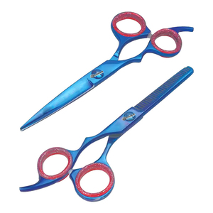2 Pcs Set Beauty Barber Scissor Logo personnalisé Lame droite en acier inoxydable pour coupe de cheveux Ciseaux de barbier et amincissants - Product Image 1