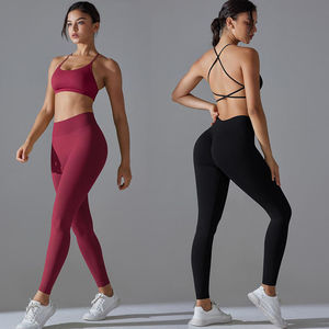 OEM femmes Yoga sans couture ensemble sport Leggins Gym sans couture soutien-gorge Scrunch fesses Leggin ensemble logo personnalisé pantalon haute qualité costume - Product Image 1