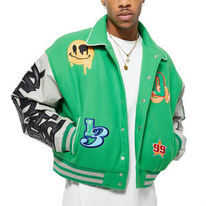 Proveedor OEM, chaquetas universitarias personalizadas, cuello de punto acanalado, botón a presión, Interior suave, ideal para uniformes informales y de equipo - Product Image 1