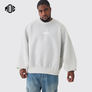 Venta al por mayor de talla grande 100% de algodón de cuello redondo sudadera de manga larga de gran tamaño pulóver sudaderas con capucha de peso pesado y sudadera - Product Image 1